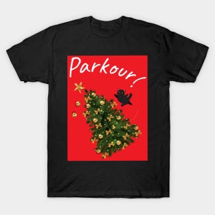 Christmas Cat Parkour T-Shirt